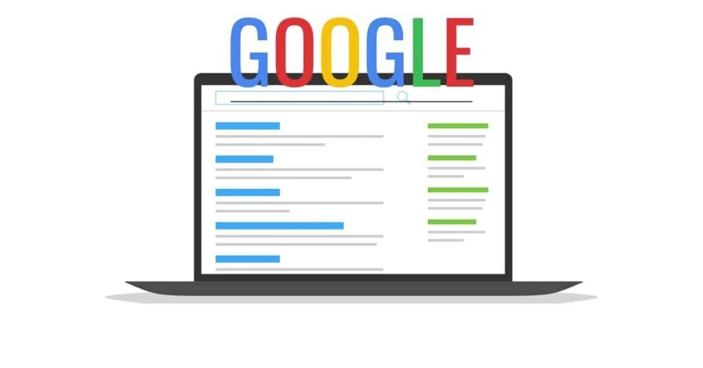 Google search listings on screen