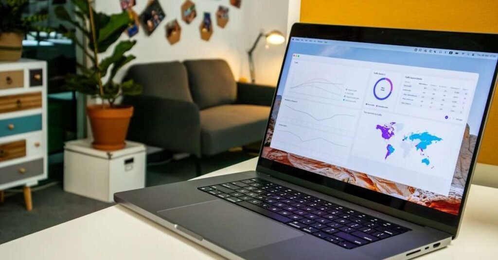 Marketing analytics dashboard on laptop