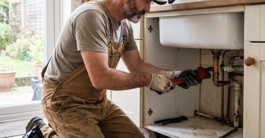 Plumber at work