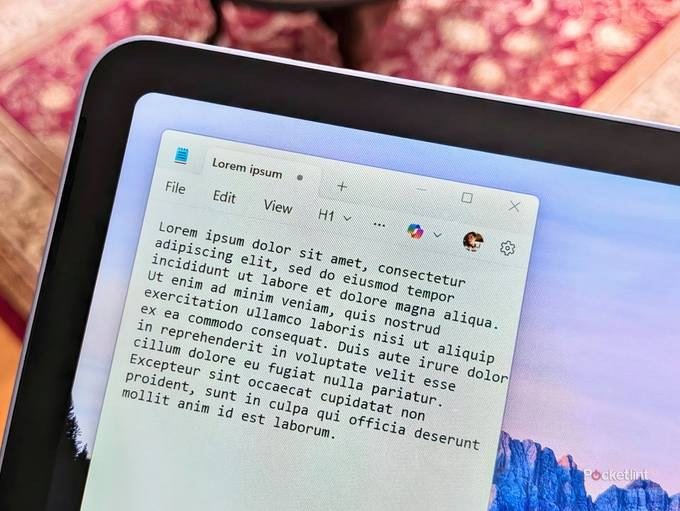 Text file open on a laptop screen