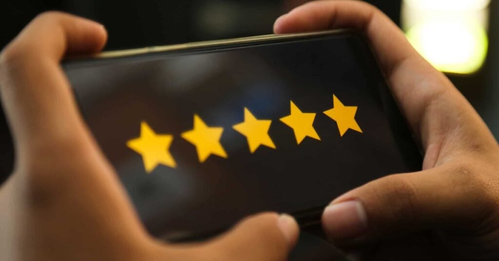 Five star rating on smartphone