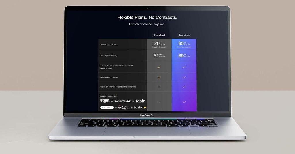 Pricing plans on laptop screen