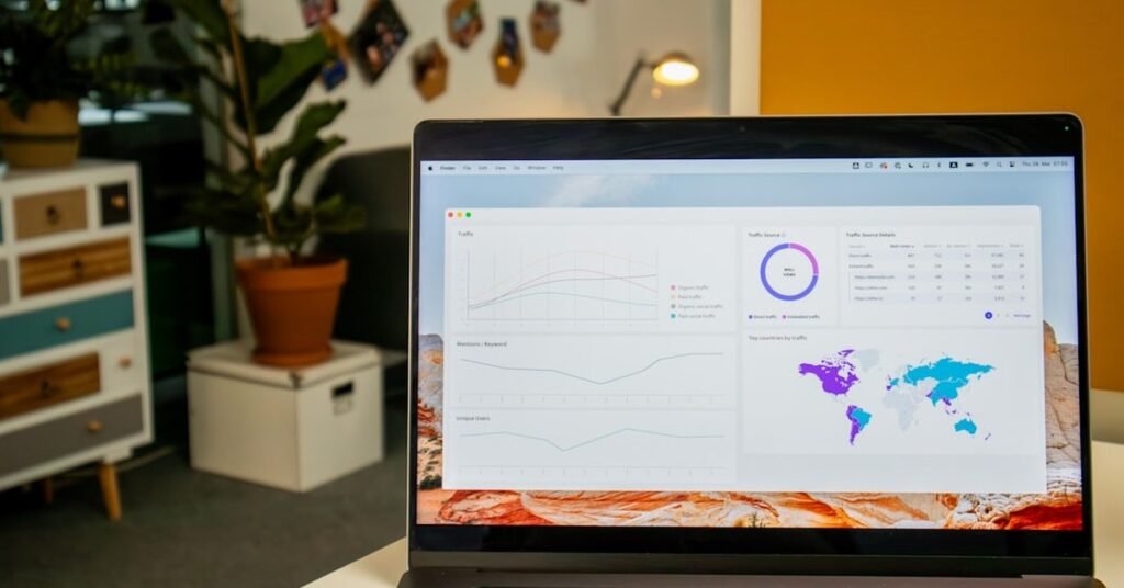 SEO analytics dashboard on laptop