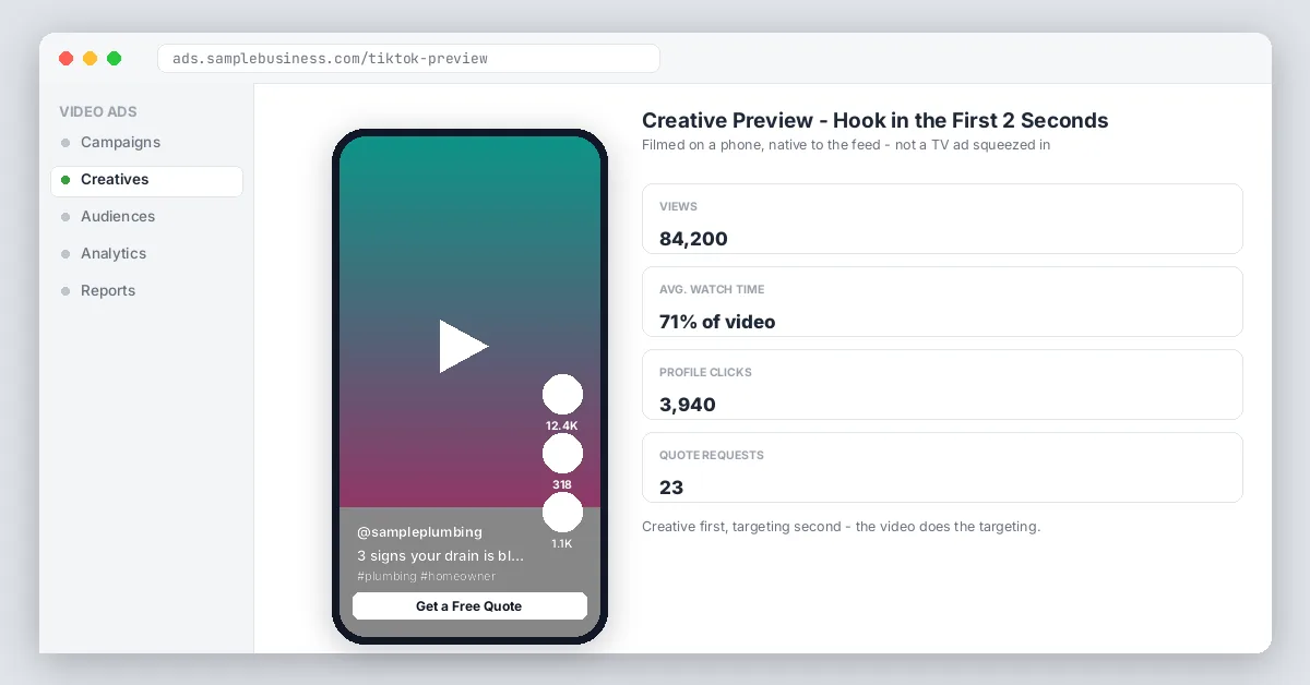 Phone mockup with short video ad