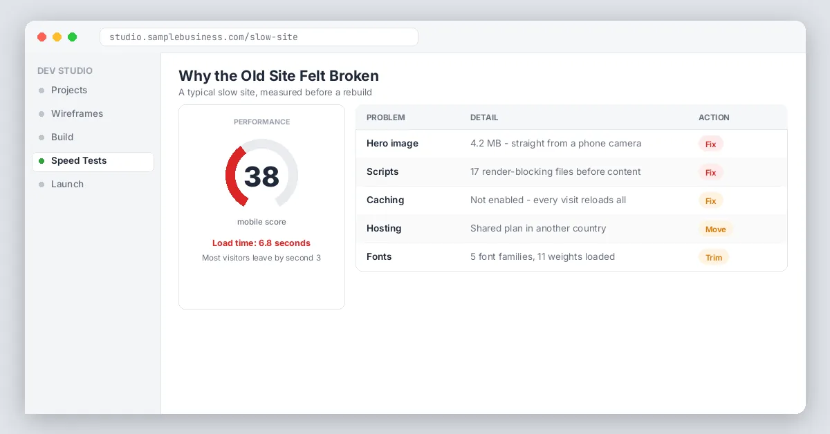 Slow website problems with low score